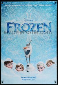 5z342 FROZEN advance DS 1sh '13 voices of Kristen Bell, Alan Tudyk, cool image of snowman!