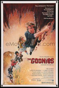 5z373 GOONIES 1sh '85 Josh Brolin, teen adventure classic, Drew Struzan art!