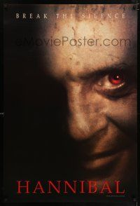 5z386 HANNIBAL teaser DS 1sh '00 creepy close up of red-eyed Anthony Hopkins as Dr. Lector!