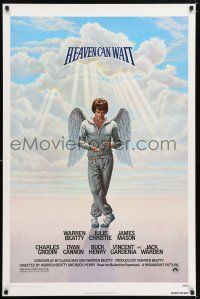 5z393 HEAVEN CAN WAIT 1sh '78 Lettick art of angel Warren Beatty wearing sweats, football!