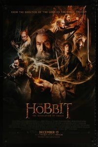 5z407 HOBBIT: THE DESOLATION OF SMAUG advance DS 1sh '13 Peter Jackson directed, cool cast montage!