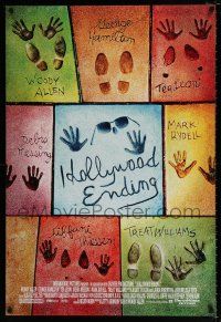 5z410 HOLLYWOOD ENDING DS 1sh '02 Woody Allen, concrete shoe & hand imprints of main cast!
