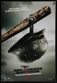 5z466 INGLOURIOUS BASTERDS teaser DS 1sh '09 Quentin Tarantino, Nazi helmet on baseball bat!