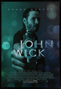 5z499 JOHN WICK advance DS 1sh '14 cool image of Keanu Reeves pointing gun!