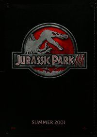 5z505 JURASSIC PARK 3 teaser DS 1sh '01 cool dinosaur artwork, from the novel by Michael Crichton!