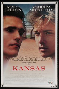 5z507 KANSAS 1sh '88 huge close-up image of Matt Dillon & Andrew McCarthy!