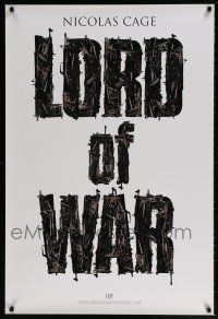 5z547 LORD OF WAR teaser 1sh '05 Nicolas Cage, cool gun title mosaic!