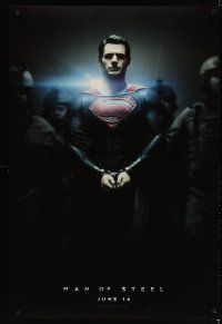 5z563 MAN OF STEEL teaser DS 1sh '13 Henry Cavill in the title role as Superman handcuffed!