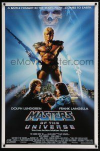 5z573 MASTERS OF THE UNIVERSE 1sh '87 great image of Dolph Lundgren as He-Man!