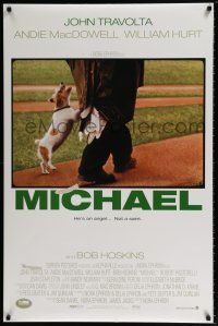 5z591 MICHAEL int'l DS 1sh '96 John Travolta, Andie MacDowell, cute image of puppy!