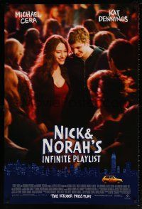 5z636 NICK & NORAH'S INFINITE PLAYLIST advance DS 1sh '08 Michael Cera, Kat Dennings in title roles