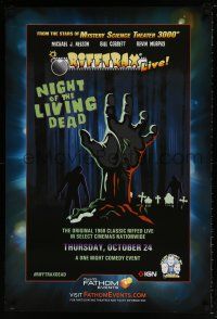 5z640 NIGHT OF THE LIVING DEAD DS 1sh R13 George Romero zombie classic, Rifftrax Live event!