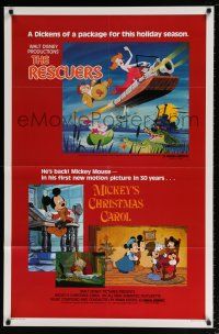 5z699 RESCUERS/MICKEY'S CHRISTMAS CAROL 1sh '83 Disney double-feature for the holiday season!