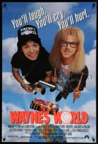 5z833 WAYNE'S WORLD int'l 1sh '91 Mike Myers, Dana Carvey, one world, one party, excellent!