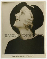 6a178 CAROLE LOMBARD 8x10 still '30s wonderful profile portrait wearing cool black hat & blouse!