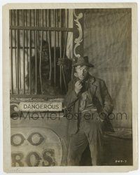 6a197 CIRCUS ROOKIES 8x10.25 still '28 Karl Dane standing by fake ape in circus cage, lost film!
