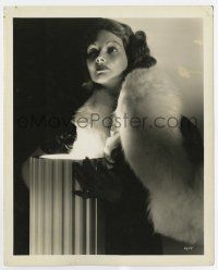 6a267 ELIZABETH ALLAN deluxe 8x10 still '30s wearing fur & leaning over lit column by Gene Hanner!