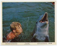 6a013 FLIPPER color 8x10 still '63 great close up of Luke Halpin & his dolphin friend!