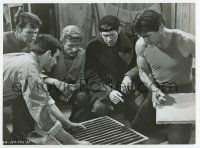 6a374 GREAT ESCAPE 7x9.5 still '63 Charles Bronson, James Coburn, John Leyton & others by drain!