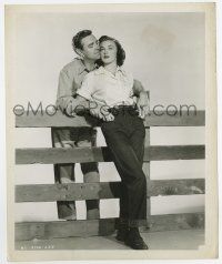 6a381 GREEN PROMISE 8.25x10 still '49 Marguerite Chapman & Robert Paige nuzzling by fence!