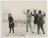 6a570 MARY PICKFORD deluxe 8x10 still '30s wacky image on beach being lashed at by Shriners!
