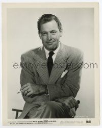 6a642 PICNIC 8x10.25 still '56 great seated portrait of William Holden smoking in suit & tie!