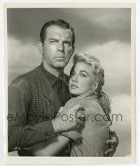 6a652 QUANTEZ 8.25x10 still '57 close up of Fred MacMurray holding sexy Dorothy Malone!