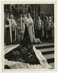 6a655 QUEEN CHRISTINA 8x10.25 still '33 Greta Garbo with huge flowing cape standing by throne!