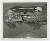 6a882 WRITTEN ON THE WIND candid 8.25x10 still '56 Rock Hudson & Dorothy Malone in cool race car!