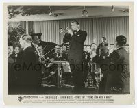 6a886 YOUNG MAN WITH A HORN 8x10.25 still '50 jazz man Kirk Douglas on stage playing trumpet!