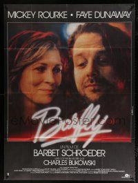 6b722 BARFLY French 1p '87 directed by Barbet Schroeder, great c/u of Mickey Rourke & Faye Dunaway