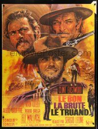 6b777 GOOD, THE BAD & THE UGLY French 1p R70s Clint Eastwood, Van Cleef, Sergio Leone, Mascii art!