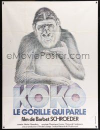 6b813 KOKO A TALKING GORILLA French 1p '78 Barbet Schroeder, cool art of ape by Lynch Guillotin!