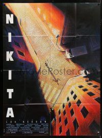 6b818 LA FEMME NIKITA French 1p '90 Luc Besson, cool overhead art of Anne Parillaud in alley!