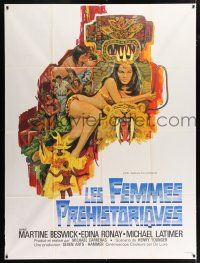 6b901 PREHISTORIC WOMEN French 1p '66 Hammer fantasy, art of sexiest cave babe with whip!