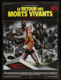 6b916 RETURN OF THE LIVING DEAD French 1p '85 different Landi art of sexy woman with zombies!