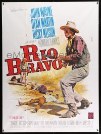 6b919 RIO BRAVO French 1p R60s Howard Hawks, different art of John Wayne by Jean Mascii!