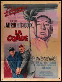 6b922 ROPE French 1p R63 art of James Stewart & director Alfred Hitchcock by by Roger Soubie!