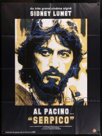 6b937 SERPICO French 1p R90s cool close up image of Al Pacino, Sidney Lumet crime classic!