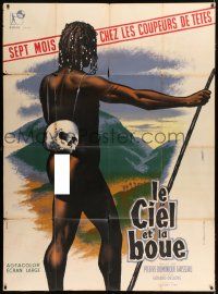 6b942 SKY ABOVE THE MUD BELOW French 1p '60 Mascii art of New Guinea jungle native with skull!