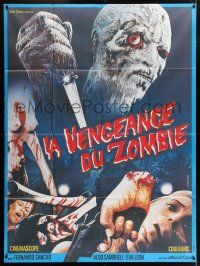 6b988 VOODOO BLACK EXORCIST French 1p '73 gruesome Faugere horror art of zombie with knife!