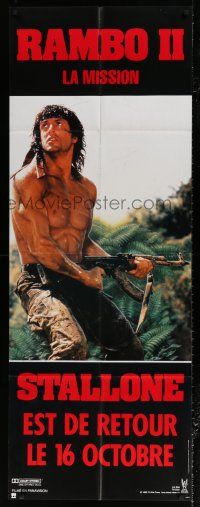 6b677 RAMBO FIRST BLOOD PART II French door panel '85 different c/u of Sylvester Stallone!!