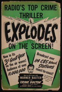 6b030 CRIME DOCTOR pressbook '43 detective Warner Baxter, radio's top crime thriller explodes!