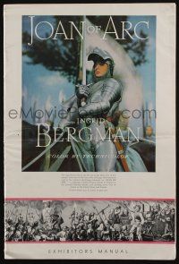 6b049 JOAN OF ARC pressbook '48 classic art of Ingrid Bergman in full armor on horse!