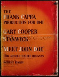 6b061 MEET JOHN DOE pressbook '41 Gary Cooper & Barbara Stanwyck, directed by Frank Capra!