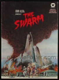 6b083 SWARM pressbook '78 directed by Irwin Allen, cool art of killer bee attack by C.W. Taylor!