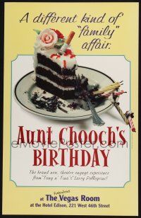 6b102 AUNT CHOOCH'S BIRTHDAY stage play WC '98 great image of cigarette put out on cake!