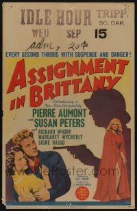 6b198 ASSIGNMENT IN BRITTANY WC '43 art of new star Jean-Pierre Aumont & pretty Susan Peters!