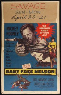 6b202 BABY FACE NELSON WC '57 great art of Public Enemy No. 1 Mickey Rooney firing tommy gun!