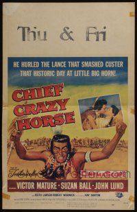 6b255 CHIEF CRAZY HORSE WC '55 Native American Indian Victor Mature smashed General Custer!